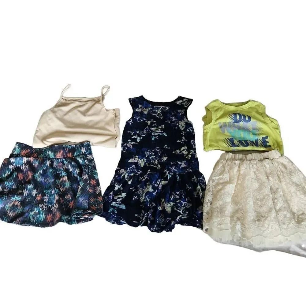 Girls Size 5/6 Lot of 9 Tops Skirts Jeans Ruum Justice Champion Jumping Beans